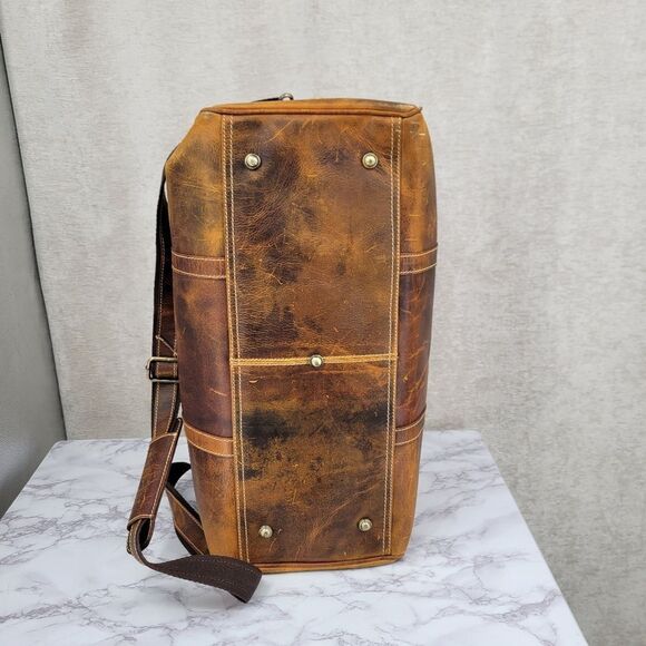 Rustic Town Brown Leather Duffel Bag - Picture 9 of 16